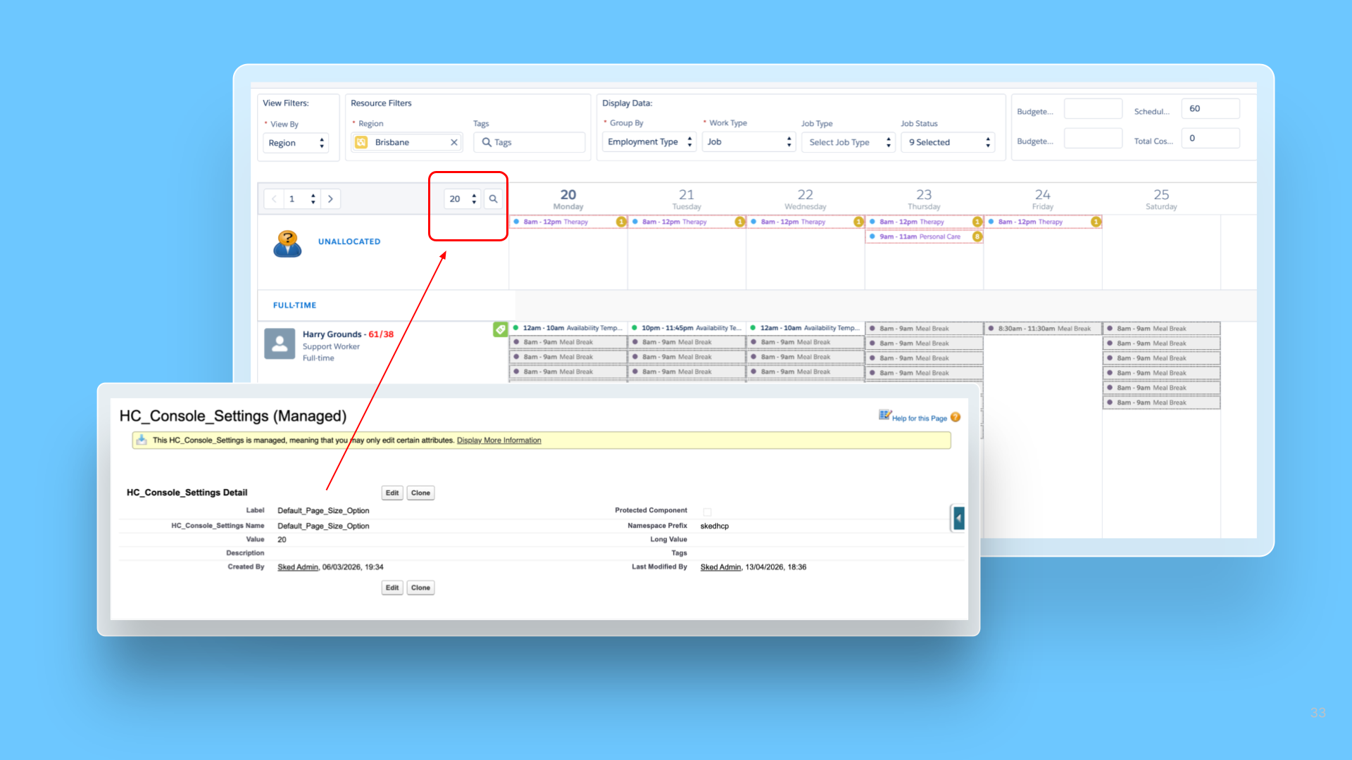 Default Results Per Page Setting